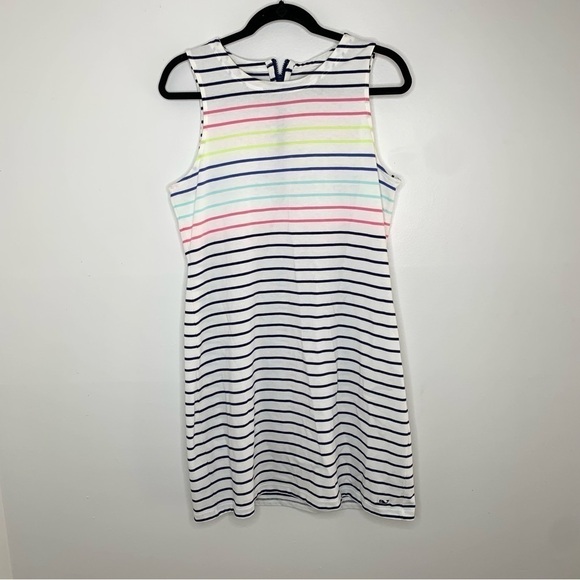 Vineyard Vines colorful stripe zipper back sleeveless mini dress - Picture 1 of 10